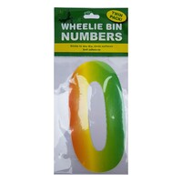 2pce Wheelie Bin Number Stickers Rainbow Twin Pack Adhesive Waterproof