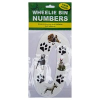 New 2pce Dog Wheelie Bin Number Stickers Twin Pack Paw Prints Adhesive Waterproof