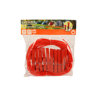 10m Washing Clothes Line With 10 Pegs Nylon Red Camping & Travel