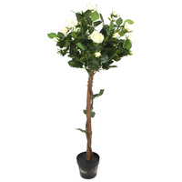 New 1pce 120cm White Rose Realistic Plant Greenery Décor Fake Home Artificial
