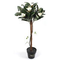 New 1pce 110cm Magnolia Realisitc Plant in Pot White Flowers Greenery Décor Fake