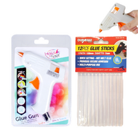 Hot Glue Gun + 12 Glue Sticks Craft Bundle Set White 10W DIY & Clear Glue
