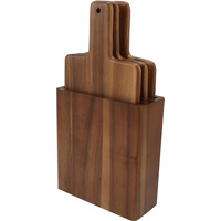 New 3pce Display Cutting Chopping Boards in Holder Wooden Oak Kitchen Platter