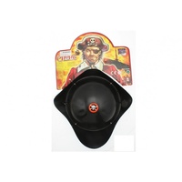 1 x Black Pirate's Hat with skull and crossbones on top, Great for Dress ups and Parties