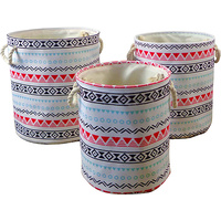 New 3pce Set Printed Fabric Aztec Blue Baskets Storage Boho Décor Home