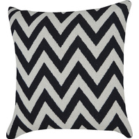 WOVEN ZIG ZAG COTTON CUSHION 40X40CM BLACK