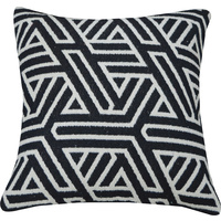 New 1pce Woven Geo Weave Cushion Black Cotton Lounge Seat Home Decor 40X40CM