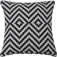 WOVEN ZIG DIAMOND COTTON CUSHION 40X40CM BLACK