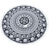 New 1pc Mandala Beach Towel Picnic Rug Terry Backing Savannah 180cm Round Design