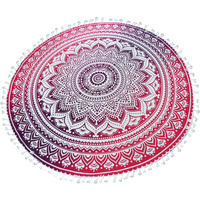 New 1pce Mandala Beach Towel Picnic Rug Terry Backing Haze 180cm Round Design