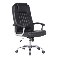 New 1pce Leather Office Chair Black Comfort Support Padded Design 1 Work Swivel