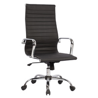 New 1pce Leather Office Chair Black Comfort Support Padded Design 2 Work Swivel