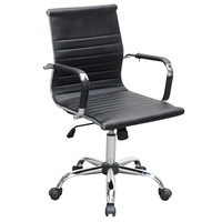 New 1pce Leather Office Chair Black Comfort Support Padded Design 3 Work Swivel