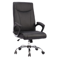 New 1pce Leather Office Chair Black Comfort Support Padded Design 7 Work Swivel