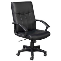 New 1pce Leather Office Chair Black Comfort Support Padded Design 8 Work Swivel
