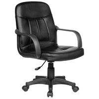 New 1pce Leather Office Chair Black Comfort Support Padded Design 9 Work Swivel