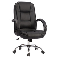 New 1pce Leather Office Chair Black Comfort Support Padded Design 13 Work Swivel