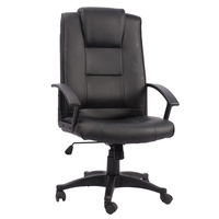 New 1pce Leather Office Chair Black Comfort Support Padded Design 17 Work Swivel