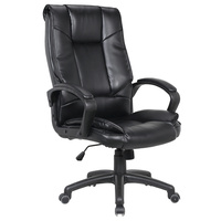 New 1pce Leather Office Chair Black Comfort Support Padded Design 18 Work Swivel