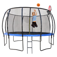 New 1pce Trampoline 8FT/2.44M Ladder & Basketball Hoop Shoe Bag Kid Fun Jumping