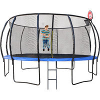 New 1pce Trampoline 14FT/4.27M Ladder & Basketball Hoop Shoe Bag Kid Fun Jumping
