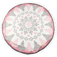 TURKISH TOWEL BOHO ROUND 150CM DIA. PINK