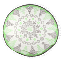 TURKISH TOWEL BOHO ROUND 150CM DIA. GREEN