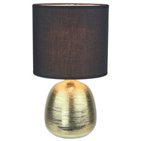 New 1pce Metallic Table Lamp Gold Fabric Bedside Light Design Décor Home Room