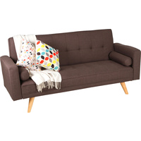 New 1pce 3 Seater Sofa Bed Lounge Brown Linen Design Couch Multi Function Fold