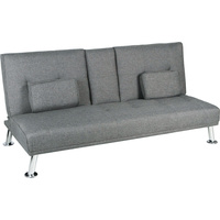 New 1pce 3 Seater Sofa Bed Lounge Grey Linen Couch Multi Function 2 Cup Holder