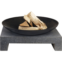 New 1pce Outdoor Granite Style Fire Pit Place w/Base Stand Bowl Black Patio Iron