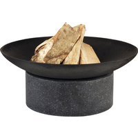 New 1pce Outdoor Granite Style Fire Pit Place w/Base Stand Bowl Black Patio Iron