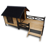 EXTRA LARGE DOG KENNEL HOUSE W/PATIO WOODEN DECK 2CTN