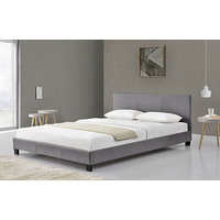 New 1pce King Fabric Bed Grey 183X203CM Luxury Room Design Déco Frame Head