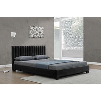 New 1pce Queen Leather Bed Black 152X203CM Luxury Room Design Décor Frame Matt