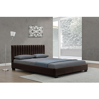 New 1pce King Leather Bed Brown 183X203CM Luxury Room Design Décor Frame Matt