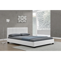 New 1pce King Leather Bed White 183X203CM Luxury Room Design Décor Frame Matt