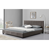 New 1pce King Fabric Bed Espresso 183X203CM Luxury Room Design Décor Frame Home