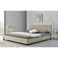 New 1pce King Fabric Bed Sand 183X203CM Luxury Room Design Décor Frame Home Head