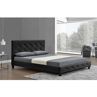 New 1pce Queen Leather Bed Black 152X203CM Luxury Room Design Décor Frame Matt