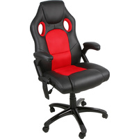 New 1pce Leather Office Chair Racing Design Heated Red & Black Mesh Massage Elec