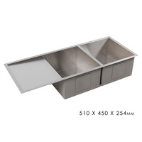 New 1pce Undermount/Topmount Sink Kitchen Bathroom Stainless Double 1114X450MM