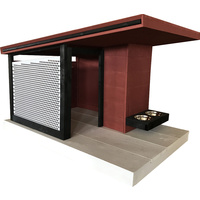 New 1pce Modern Dog House Kennel Architect Wooden Food Bowls Patio Deck Pet