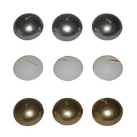 3pce Floating Round Candles, 4.5cm Tea Light, Metallic & White, Pools & Events