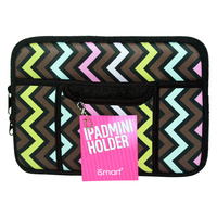 1Pce Mini Ipad Soft Zip Case/Cover/Pouch W/Extra Pockets-Retro Zig Zag