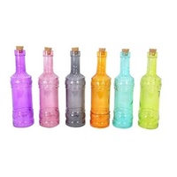 Orange 23cm Glass Vintage Style Art Bottle with Cork Seal