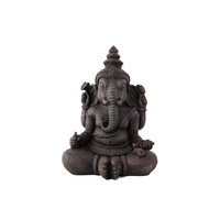 40cm Garden Ganesh Sitting Statue with Rat Worshipper, Made of Resin