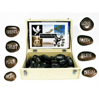 Collection of 8 Lucky Stone Pebbles with inspirational words, love, faith, hope