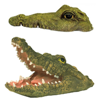 2x Floating Crocodile Heads Set Open & Closed Mouths Pool Bird Deter