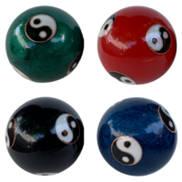 1pce Red, Black, Blue or Green 4cm Round Metal Yin Yang Ball Meditation Health Tool